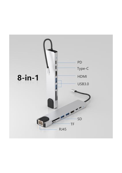 Huawei Matebook D16 Uyumlu 8 In 1 Type-C Çoğaltıcı