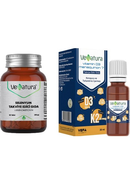Selenyum Takviyesi 90 Tablet + Vitamin D3 K2 Damla 20 ml