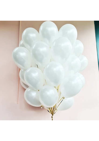 Trend Hediye Sepeti Metalik Beyaz Balon 12 Inch 5 Adet