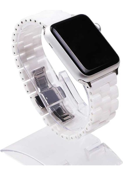 Apple Watch Uyumlu 42-44MM Krd8 Seramik Kordon Beyaz