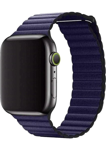 Apple Watch Uyumlu 38-40MM Krd6 Deri Bükme Kordon Laci̇vert