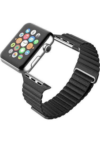 Apple Watch Uyumlu 42-44MM Krd6 Deri Bükme Kordon Laci̇vert