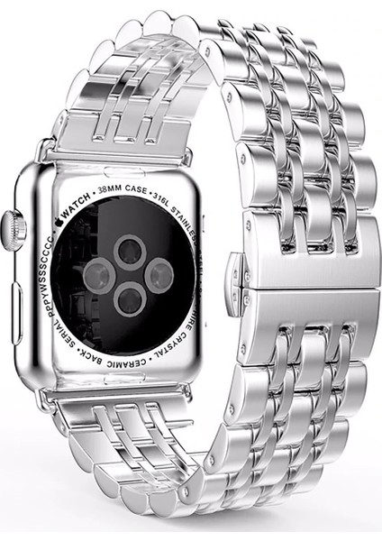 Apple Watch Uyumlu 38-40MM Krd7 Metal Kordon Gümüş