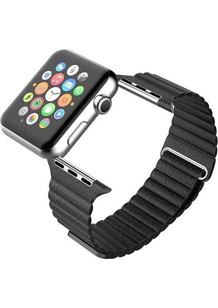 Apple Watch Uyumlu 38-40MM Krd6 Deri Bükme Kordon Laci̇vert