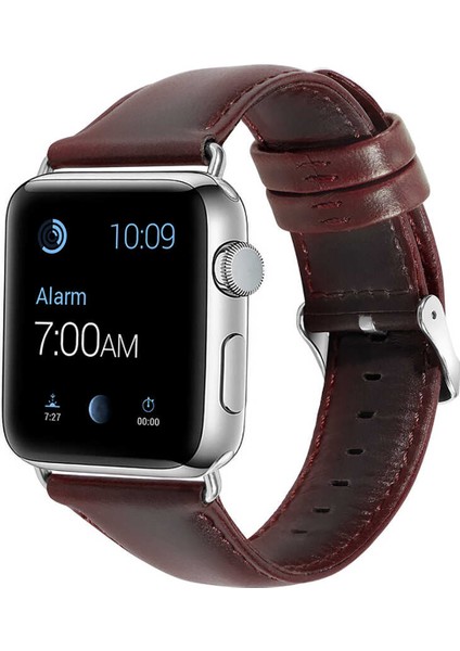 Apple Watch Uyumlu 38-40MM KRD10 Deri Kordon Bordo
