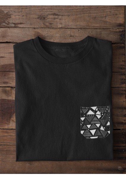 Cep Deseni Tişört Trend Moda Dizayn Baskılı Kadın Siyah Pamuklu T-Shirt fiyatları