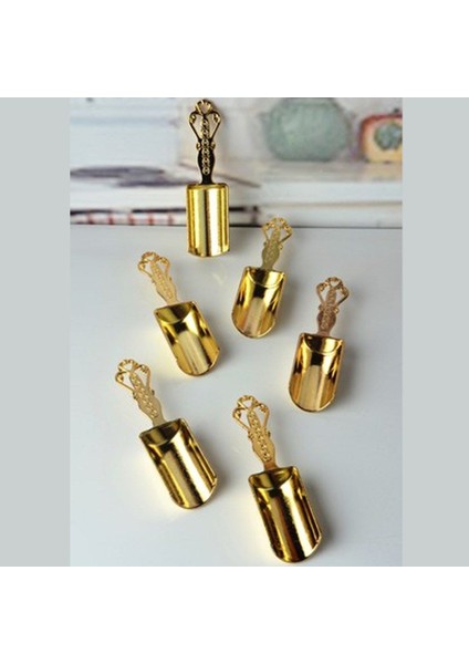 6 Adet Paslanmaz Metal Mini Baharat ve Şeker Kaşığı Gold