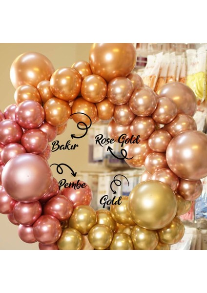 Partipan Rose Gold Krom Balon 50 Adet