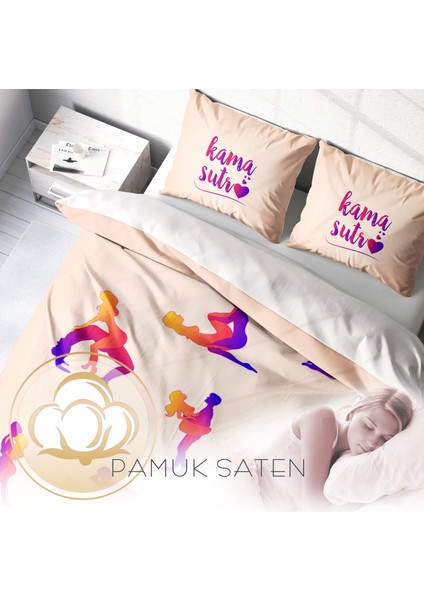 Kamasutra Günü Çift Kişilik Nevresim Takımı 3D Pamuk Saten Soft