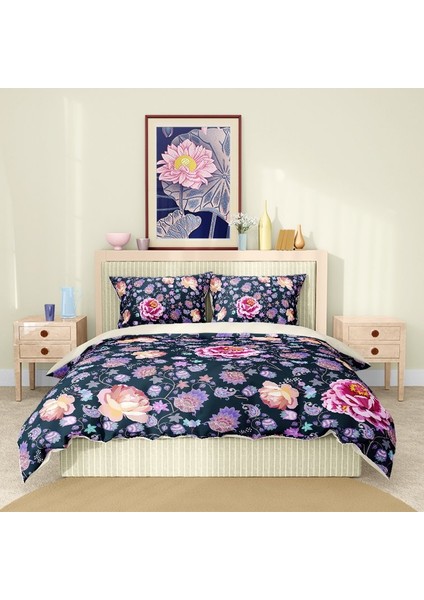 Premium Luxury Çift Kişilik Nevresim Takımı 3D Pamuk Saten Purple Paisley fiyatları