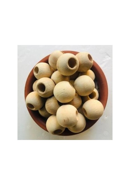 22MM Ham Ahşap Boncuk - 20 Adet -