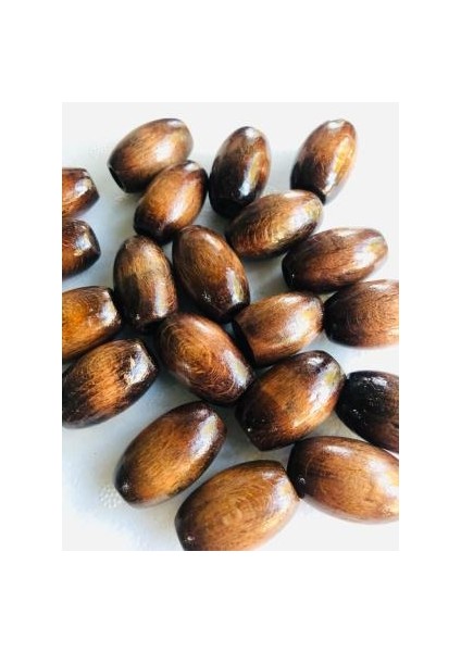 30MM Oval Kahve Ahşap Boncuk - 10 Adet -
