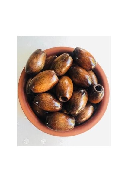 30MM Oval Kahve Ahşap Boncuk - 10 Adet -
