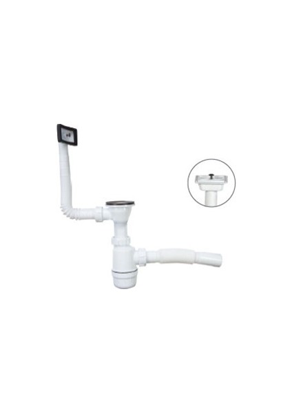 YT63 Taslı Üniversal Dik ve Yandan Taşmalı Mutfak Evye Sifonu Beyaz fiyatları