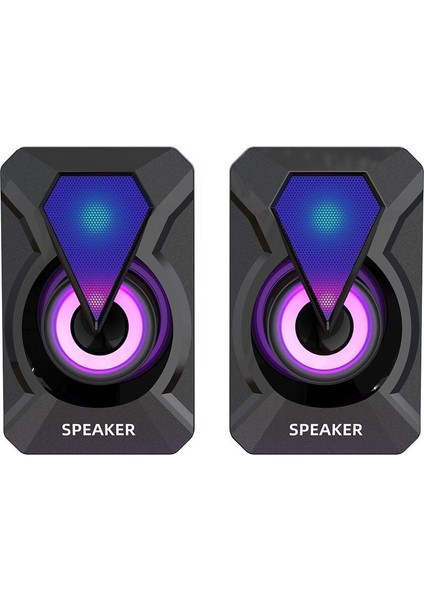 1 Çıft Masaüstü Hoparlörler Subwoofer LED Renkli Aydınlatmalı Masaüstü Rgb Ses Ev Sinema Sistemi USB Kablolu Soundbox (Yurt Dışından) fiyatları