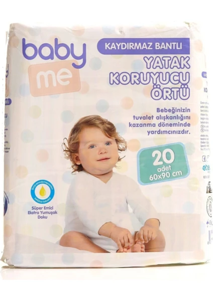 Baby Me Baby & Me Kaydırmaz Bantlı Yatak Koruyucu Örtü 60X90 cm 20 Adet