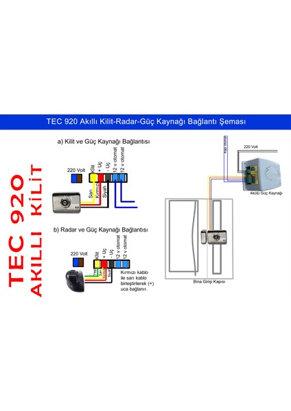 Tec 920 Akıllı Çift Okuyuculu Apartman Giriş Kapısı Kilidi Takım modelleri