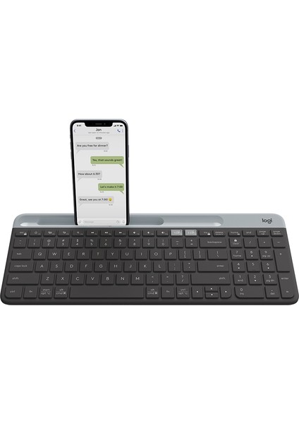K580 Çift Modları Ince ve Işık Telefon Tutucu (Siyah) ile Çok Cihaz Kablosuz Klavye (Yurt Dışından)