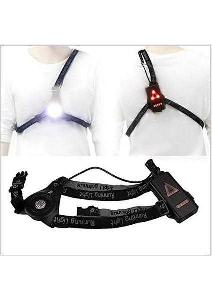 LED Gece Koşma Fener Uyarı Işıkları USB Şarj Göğüs (Siyah) (Yurt Dışından)