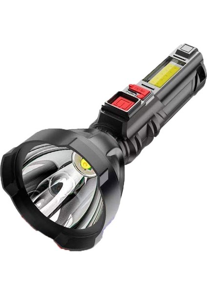 Plastik El Feneri Cob Çalışma Işığı Uzun Atış USB Güçlü Işık El Feneri (Yurt Dışından)