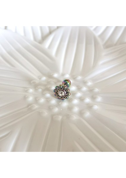 Cerrahi Çelik Gökkuşağı Iri Boy Çiçek Piercing 6 mm