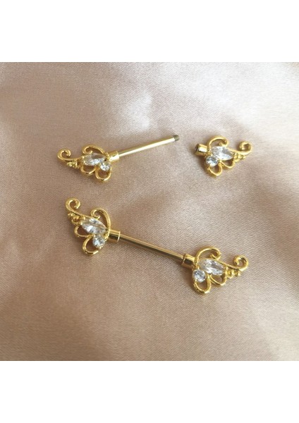 Gold Cerrahi Çelik Memeucu Piercing 2 Adet fiyatları