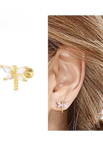 Gold 925 Ayar Gümüş Yusufçuk Piercing/küpe