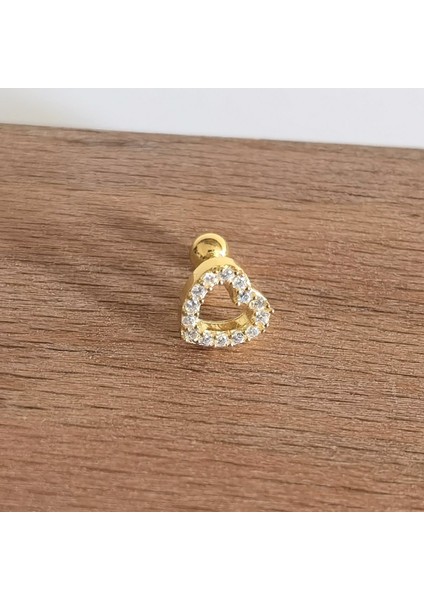 Gold 925 Ayar Gümüş Kalp Piercing/küpe