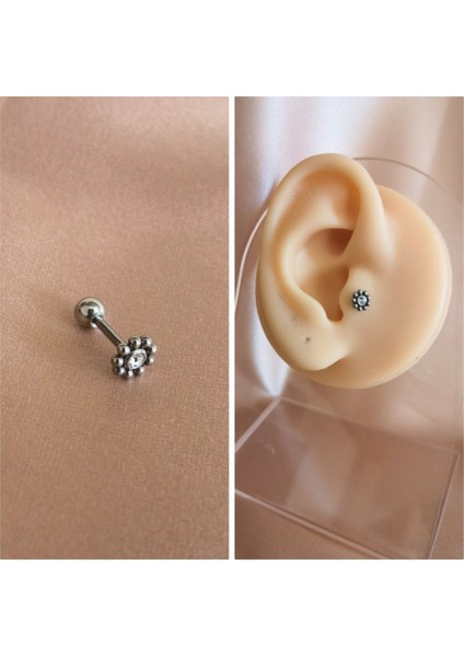 Cerrahi Çelik Küçük Papatya Piercing Gümüş Rengi
