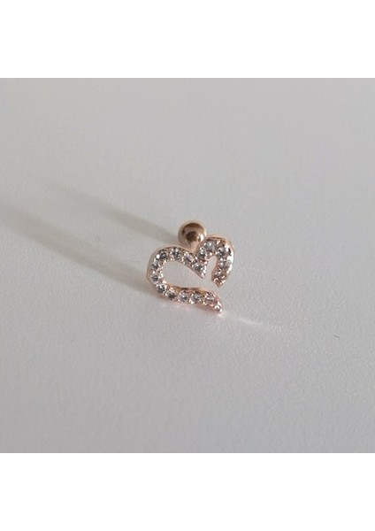 Cerrahi Çelik Kalp Piercing Rosegold
