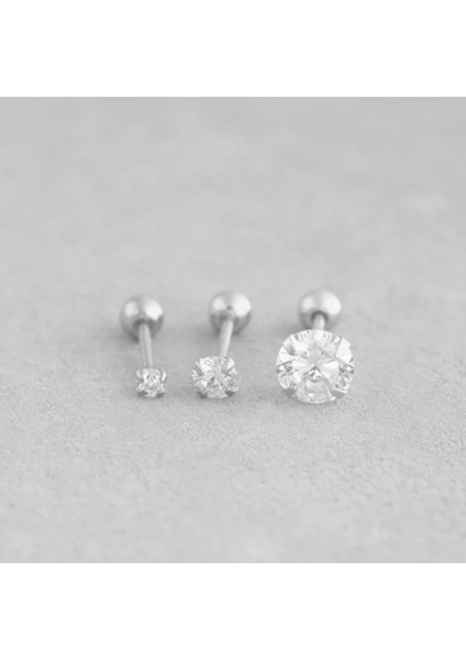 Zirkon Taşlı Üçlü Piercing Set Gümüş Rengi modelleri