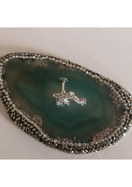 Cerrahi Çelik Damla Taşlı Çiçek Piercing