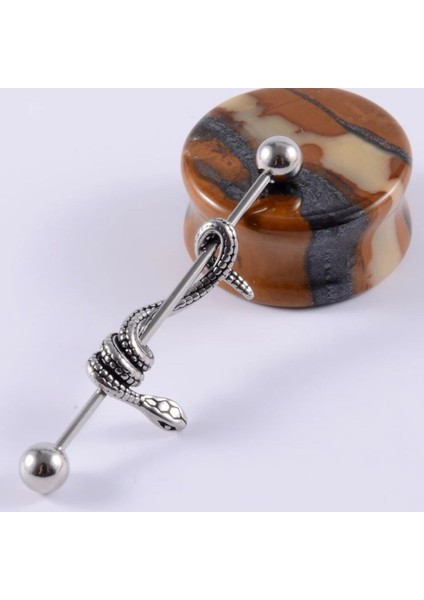 Cerrahi Çelik Yılanlı Köprü Piercing-Bar Uzunluğu 36mm-1 adet