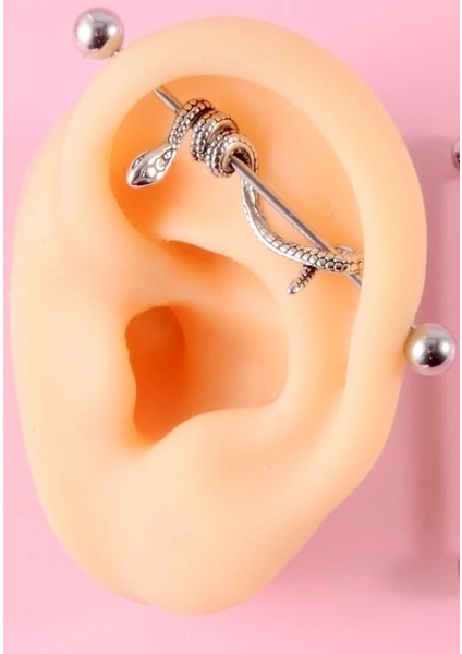 Cerrahi Çelik Yılanlı Köprü Piercing-Bar Uzunluğu 36mm-1 adet