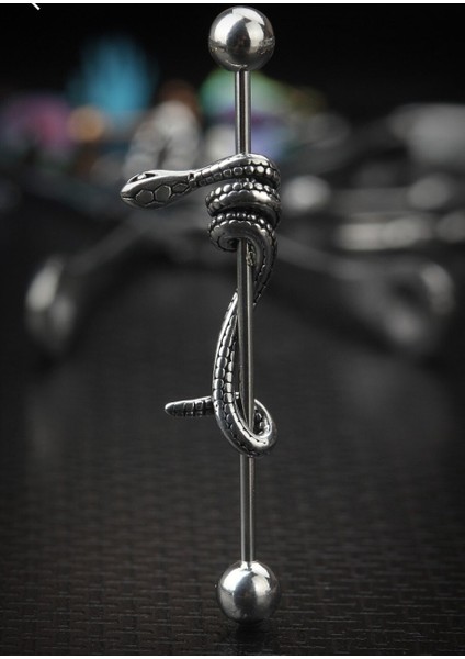 Cerrahi Çelik Yılanlı Köprü Piercing-Bar Uzunluğu 36mm-1 adet