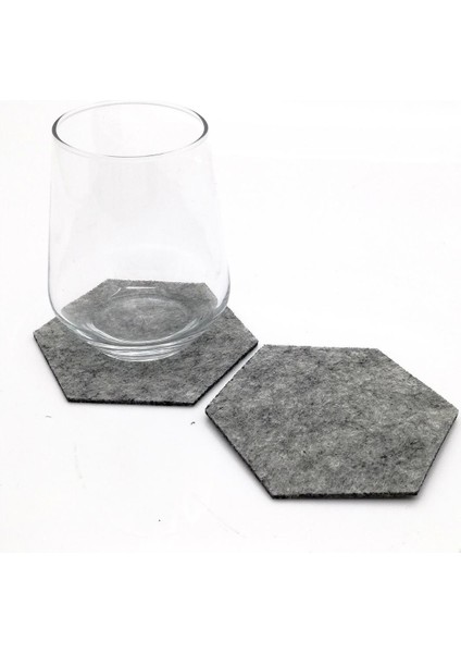 Bardak Altlığı Keçe Altıgen - Gri 61009