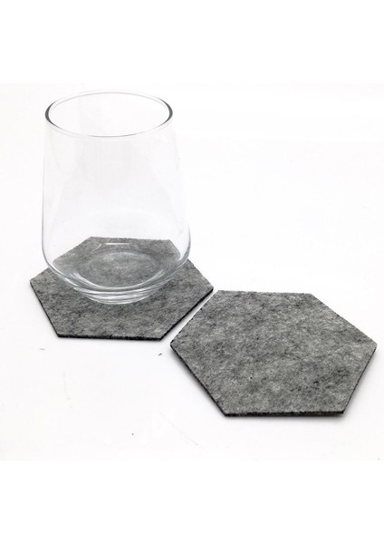 Bardak Altlığı Keçe Altıgen - Gri 61009