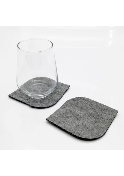 Bardak Altlığı Keçe Oval Köşe - Gri 61039