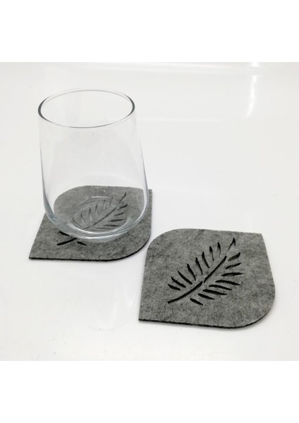 Bardak Altlığı Keçe Oval Köşe - Gri 61049