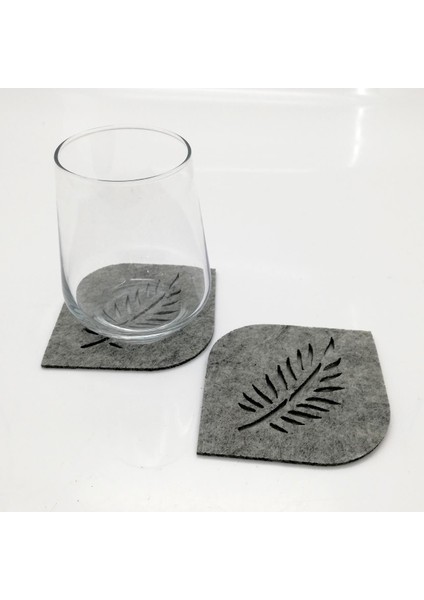 Bardak Altlığı Keçe Oval Köşe - Gri 61049