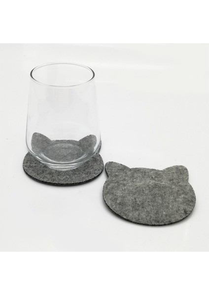 Bardak Altlığı Keçe Kedi - Gri 61129