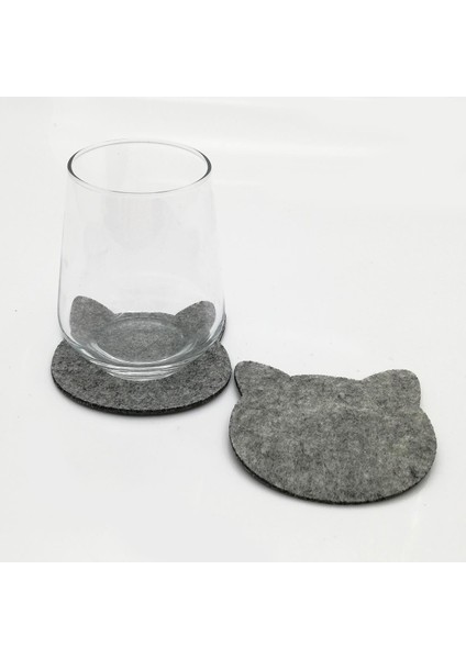 Bardak Altlığı Keçe Kedi - Gri 61129