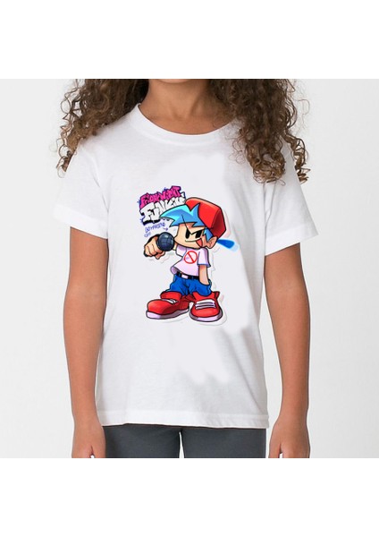 Friday Night Funkin Çocuk Tişört Beyaz Unisex