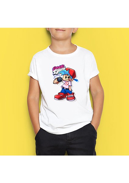 Friday Night Funkin Çocuk Tişört Beyaz Unisex