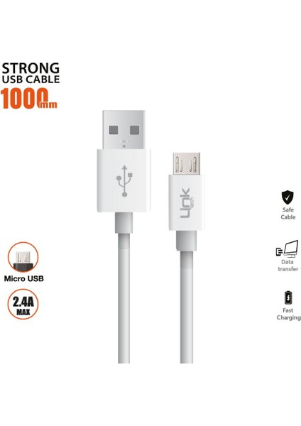 K558 Strong Micro USB 2.4A 1000MM Şarj/senkronizasyon Kablosu