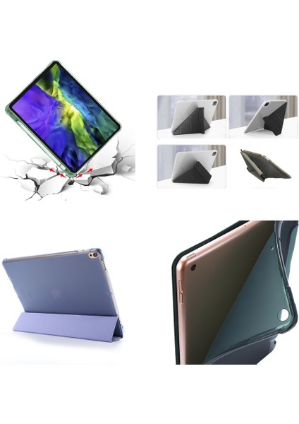 Samsung Galaxy Tab S7 Fe Lte / S7 Plus / S8 Plus T730 T735 T737 Kılıf Kalem Bölmeli Trifolding Case Mor