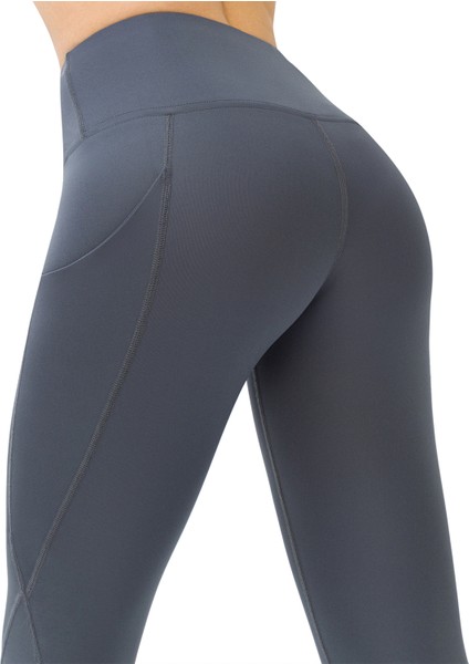 Kadın Antrasit Yüksek Bel Toparlayıcı Çift Cepli Spor Tayt Shades modelleri