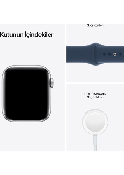 Watch Se Gps, 44MM Gümüş Rengi Alüminyum Kasa ve Mavi Spor Kordon M/L MKQ43TU/A