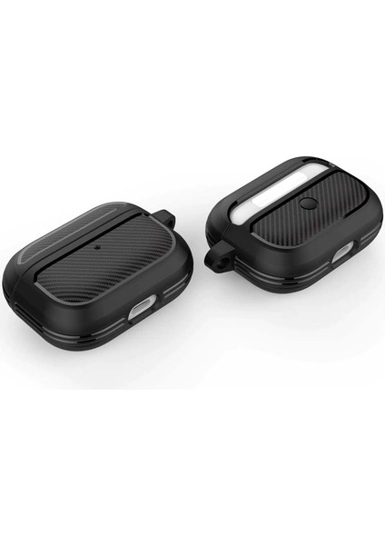 Karbon Fiber Airpods Pro Kulaklık Kancalı Silikon Koruma Kılıfı AL-34518