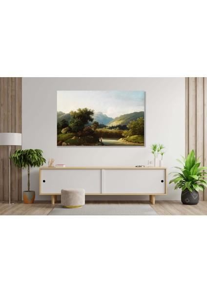 Balıkçı Yeşil Orman Kanvas Tablo